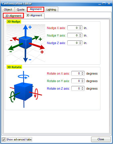 Customization Editor Alignment 3D