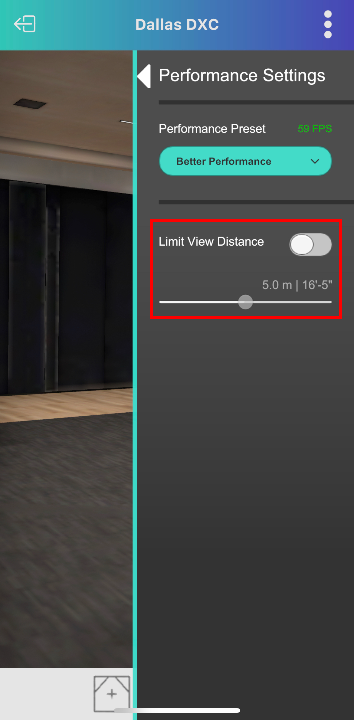 IMG-ICEreality-Connect_Mobile_073 ICEreality Connect limit view distance highlighted