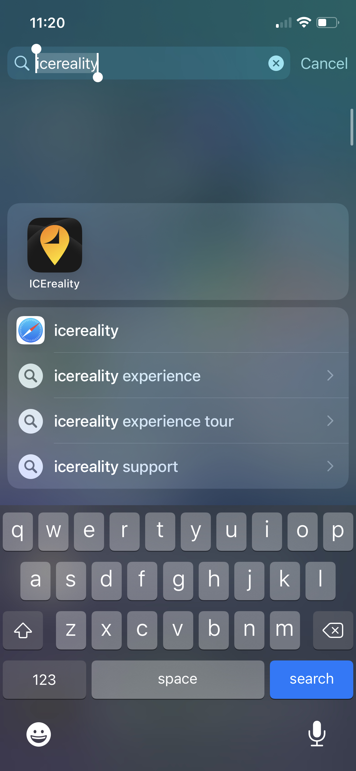 IMG-ICEreality-Connect_Mobile_006 ‘ICEreality Connect’ in iOS search function