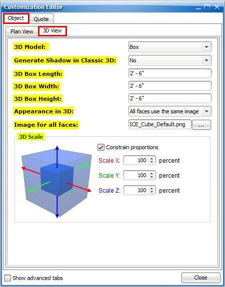 Customization Editor 3D View