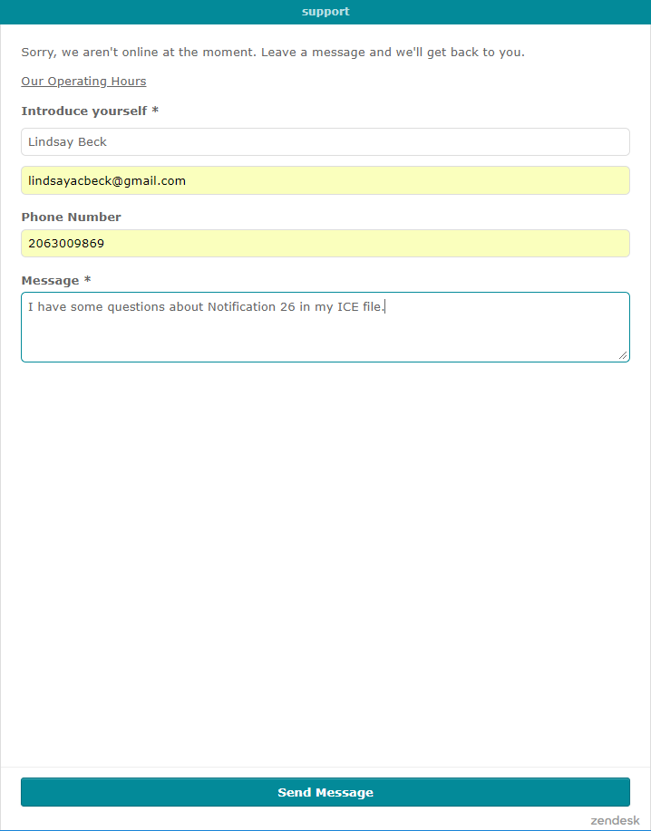 contact form ice support