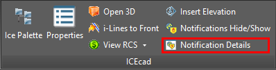 notification details ICEcad toolbar