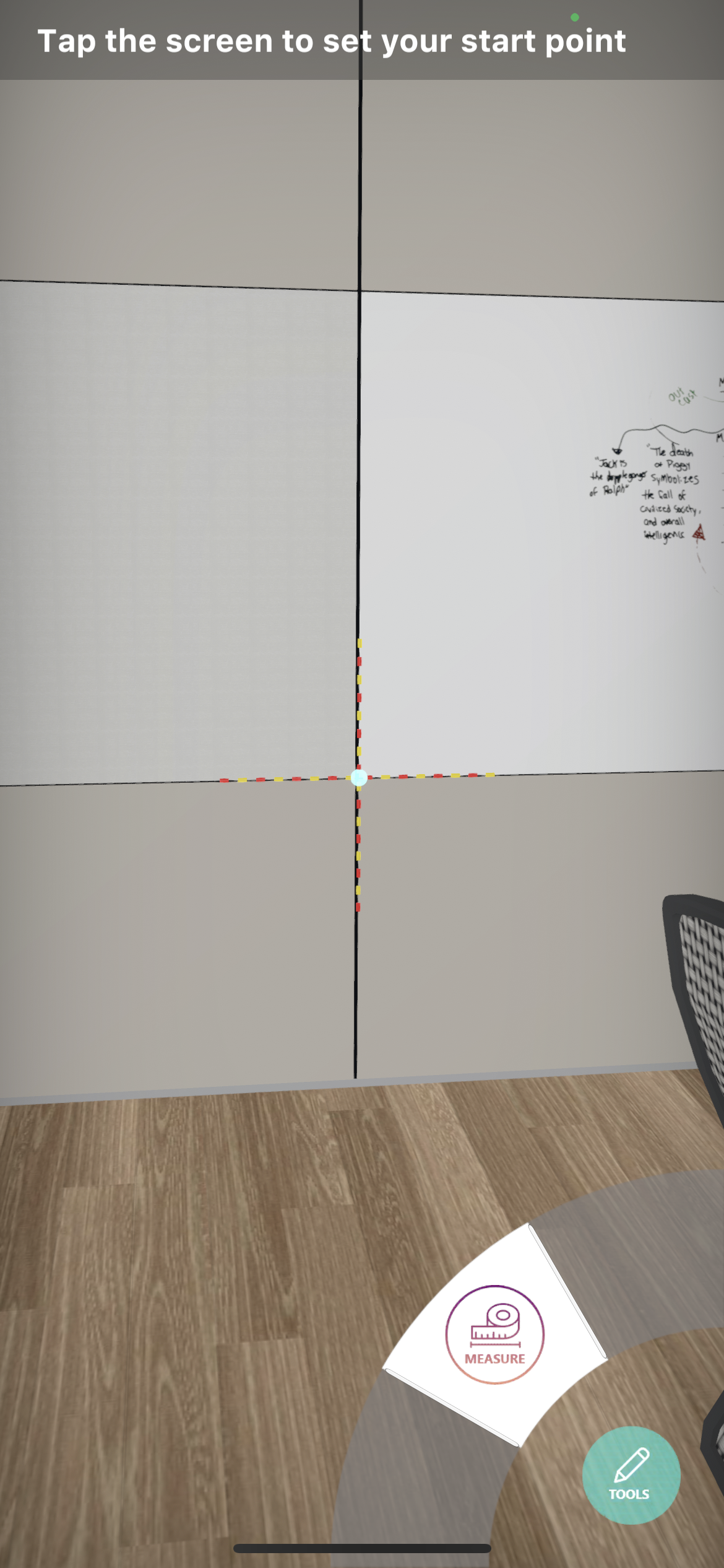 IMG-ICEreality-Connect_Mobile_087 Measure tool, first point aligned with guidelines over it