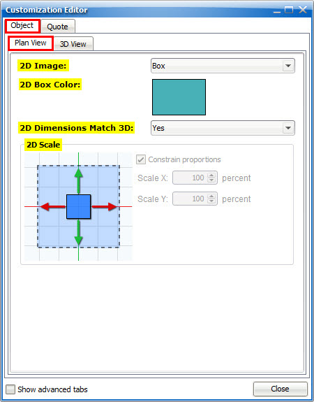 Customization Editor Plan View