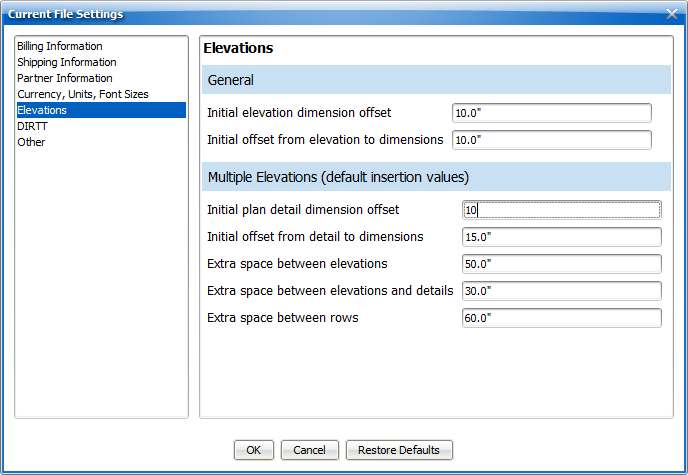 Initial Plan Detail dimension offset 3