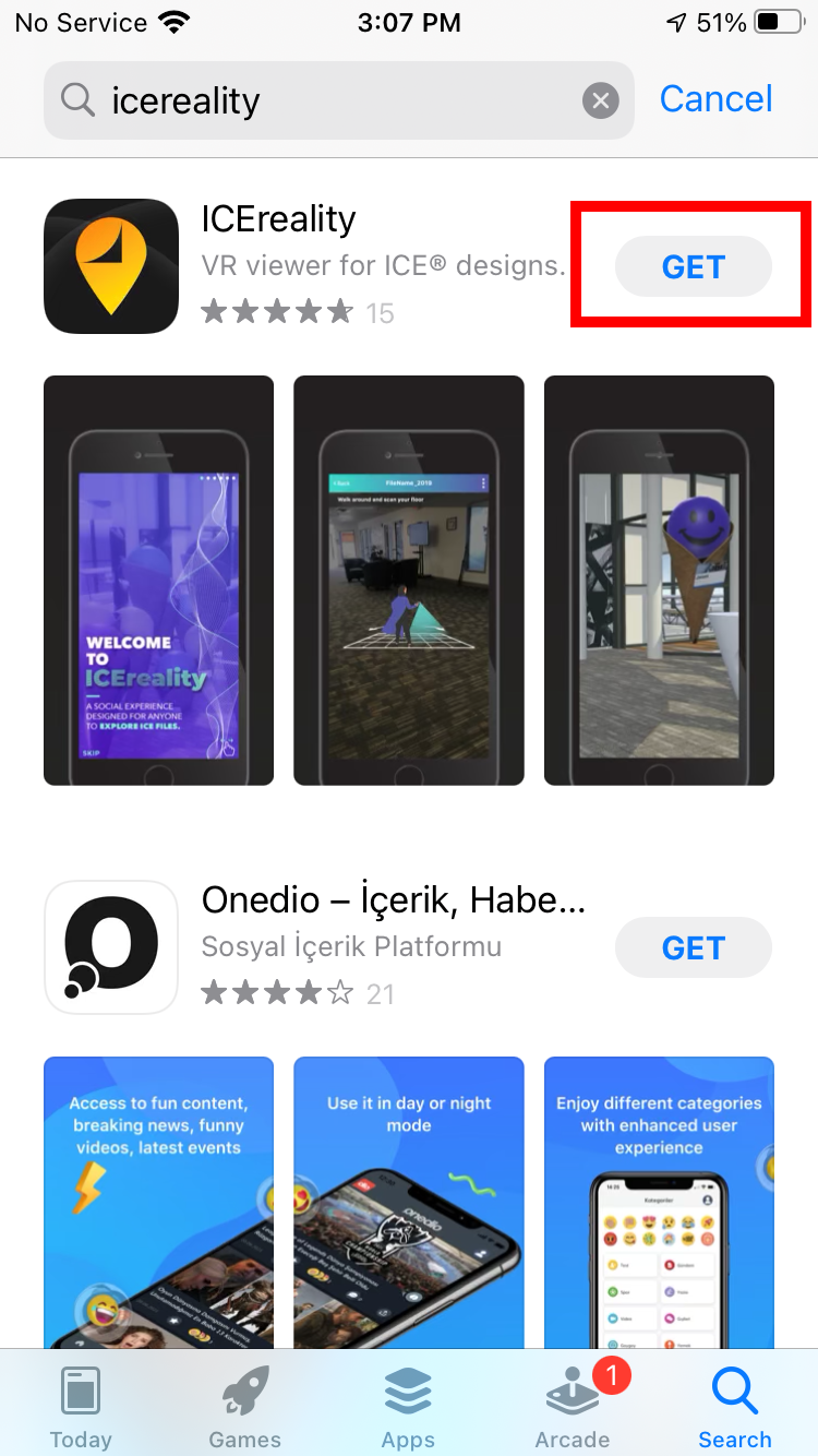 IMG-ICEreality-Connect_Mobile_001 App Store ICEreality Connect page with “Get” button” highlighted