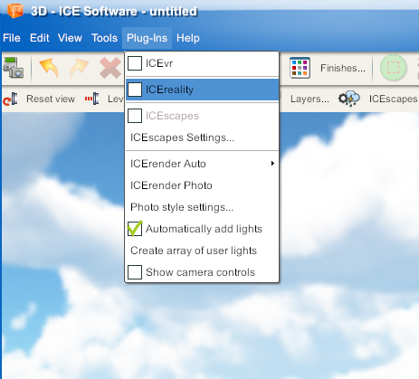 IMG_ICEreality-Create-006 Plug-ins menu with ICEreality checked