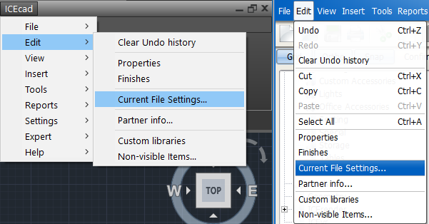 ICecad menus 2