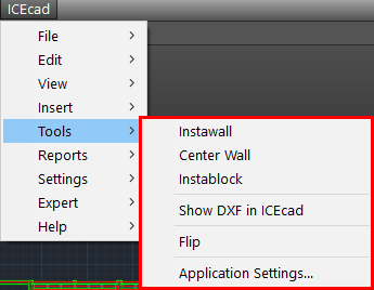 ICEcad Tools Menu