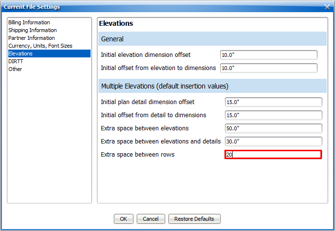 extra space between rows setting 2