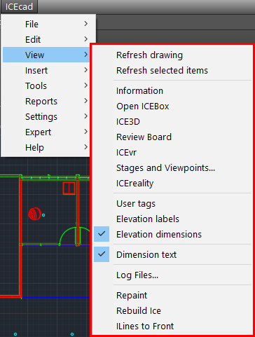 icecad view menu