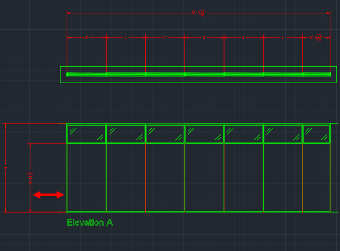 initial offset from elevation to dimensions