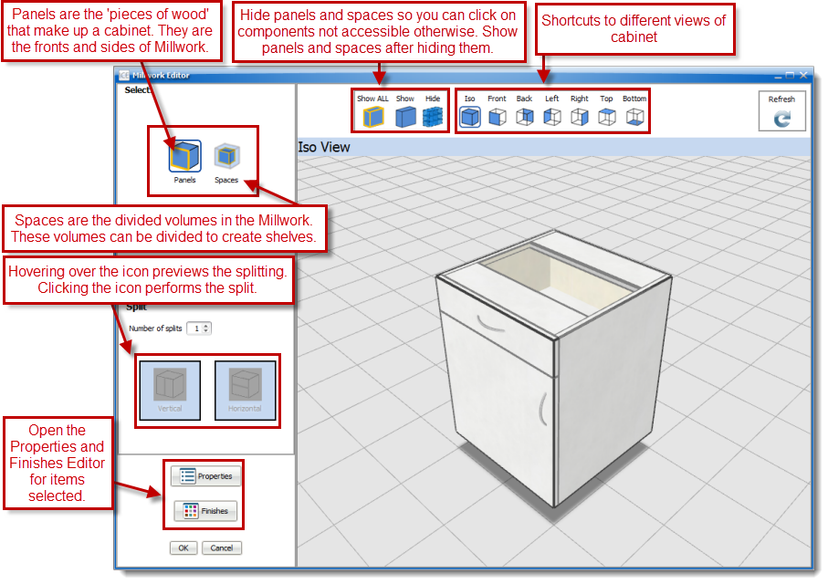 Millwork Editor Layout